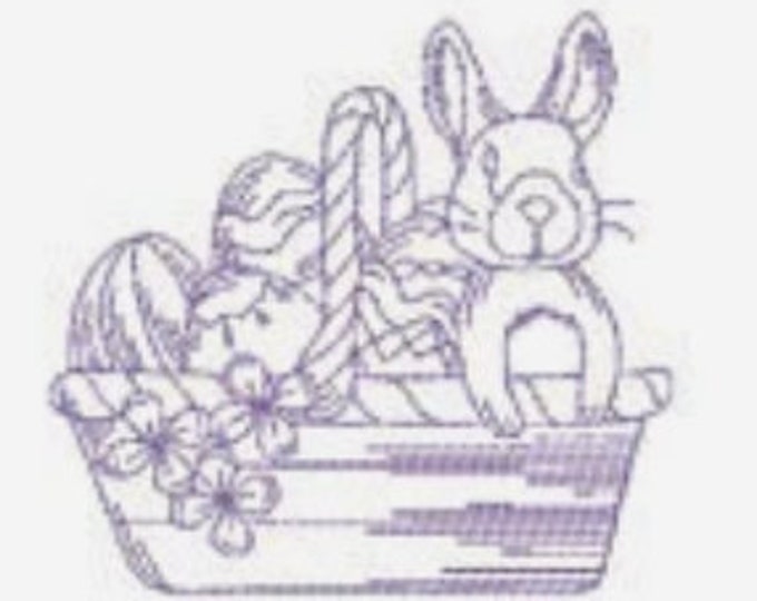One Color Pastel Easter Baskets Redwork   Machine Embroidery Designs