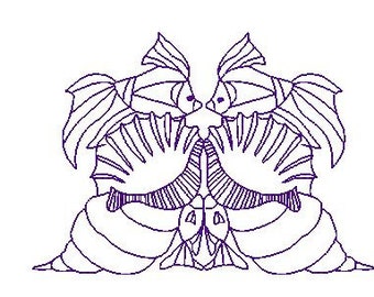 Redwork Sea Blocks Machine Embroidery Designs