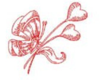 Hearts and Butterfly Redwork  Machine Embroidery Designs