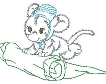 Fluffy Sewing Mice Helper Multiline  Machine Embroidery Designs