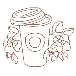 Redwork Coffee 10 disegni per ricamo a macchina su telaio 4x4, download digitale