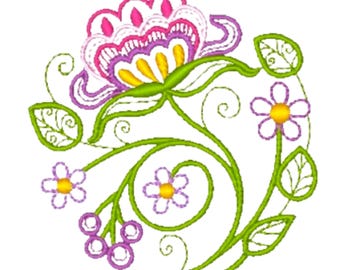 Círculos jacobinos: 10 diseños florales jacobinos para bordado a máquina, aro de 4x4 pulgadas, descarga digital.