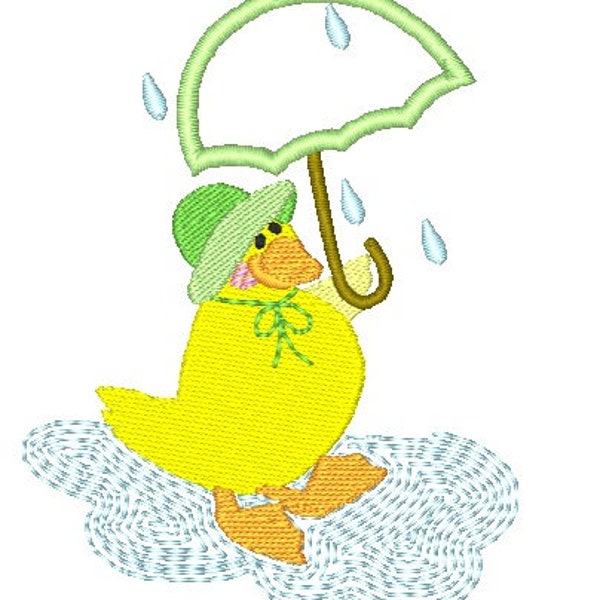 Rainy Day Ducks Applique  Machine Embroidery Designs