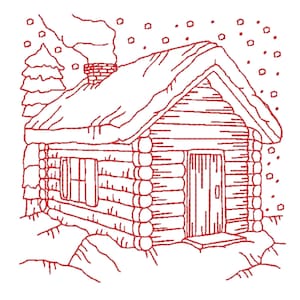 Winter Scenes Redwork | 10 Machine Embroidery Designs | 5x7 Hoop | Digital Download image 1