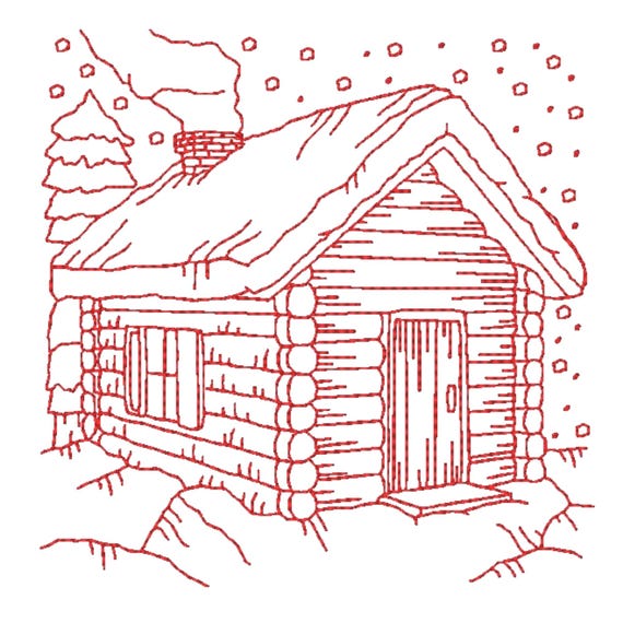 Winter Scenes Redwork 10 Machine Embroidery Designs  5X7 Hoop Digital Download