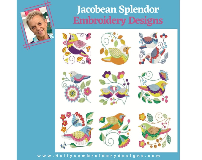 Jacobean Splendor   Machine Embroidery Designs Birds in Jacobean Style 10261 4x4 Hoop 10 Designs