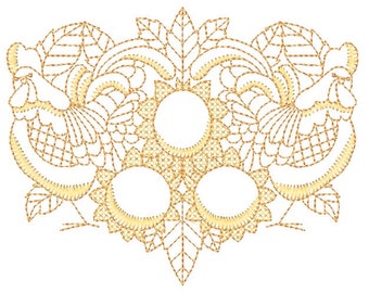 Gold Roosters and Sunflowers  Machine Embroidery Designs