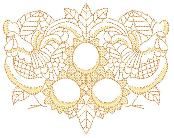 Gold Roosters and Sunflowers  Machine Embroidery Designs