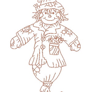 Redwork Autumn Scarecrows 20 Machine Embroidery Designs image 3