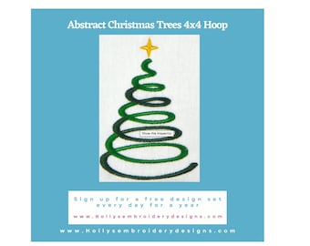 Abstract Christmas Tree Embroidery Designs: Festive Holiday Set (4x4 Hoop) (Instant Download)