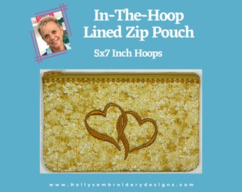 Innovative ITH Embroidery Lined Zippered Pouch
