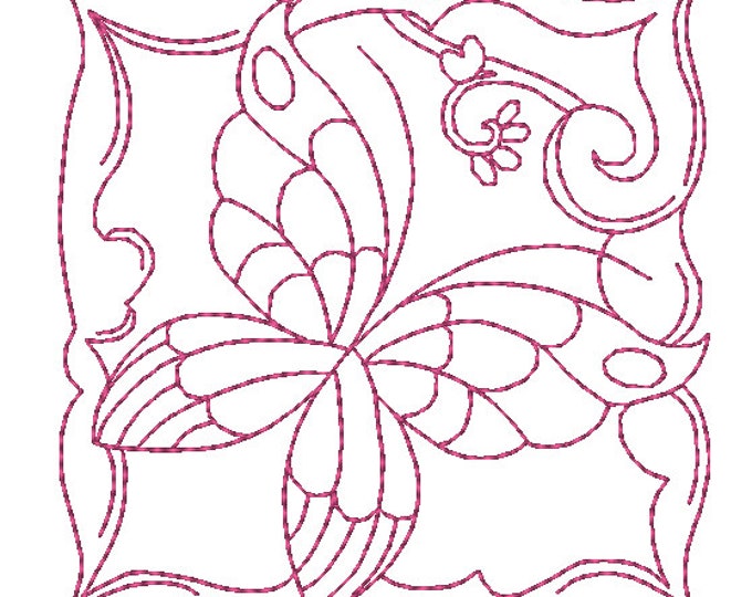 Redwork Butterfly Blocks Machine Embroidery Designs
