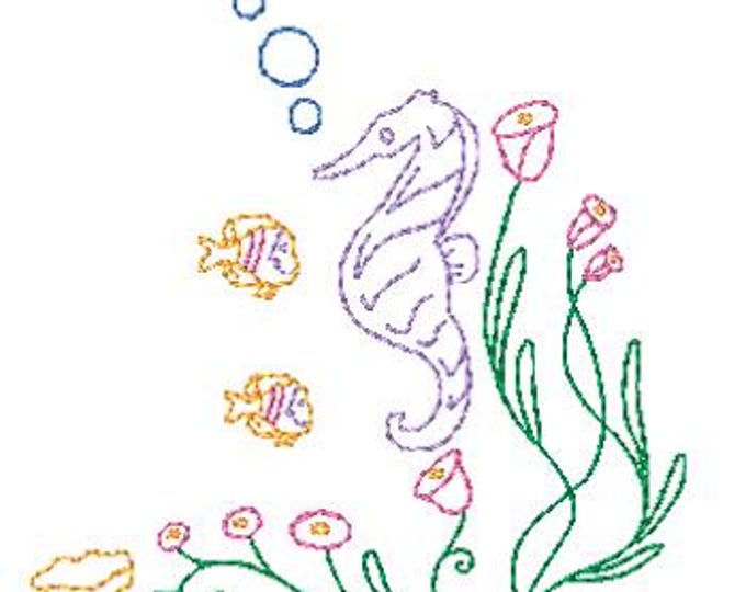 Sea-Horses-Linework. ( 10 Machine Embroidery Designs from ATW )