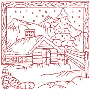 Winter Scenes Redwork | 10 Machine Embroidery Designs | 5x7 Hoop | Digital Download image 4