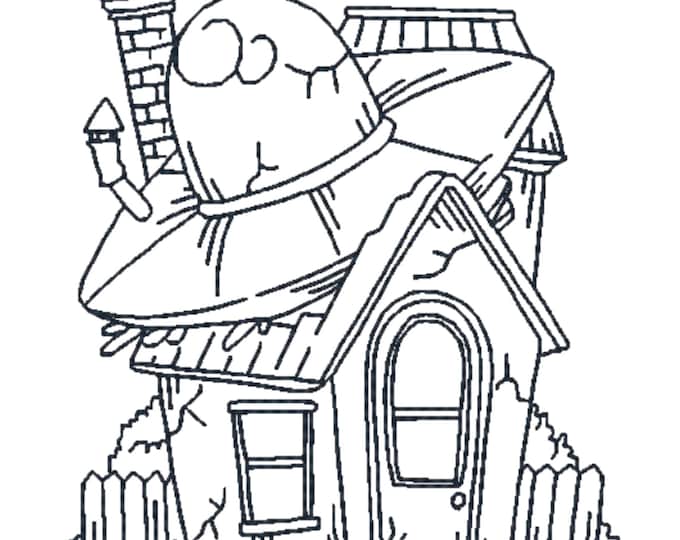 Halloween Redwork Embroidery Designs – 6 Haunted Houses for 4x4 Hoop