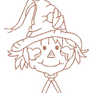 Redwork Autumn Scarecrows 20 Machine Embroidery Designs image 2