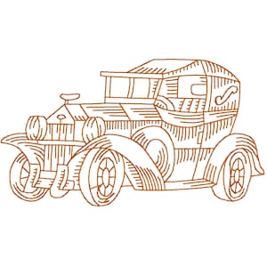 Redwork Vintage Cars  10 Machine Embroidery Designs  5X7 Hoop Digital Download
