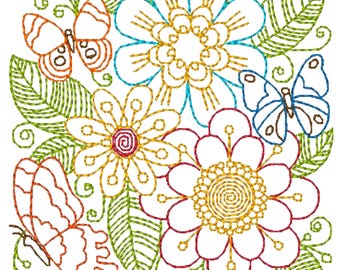 Diseños de bordado a máquina con bloques de mariposas (10 diseños para aro de 4x4 pulgadas, descarga digital)