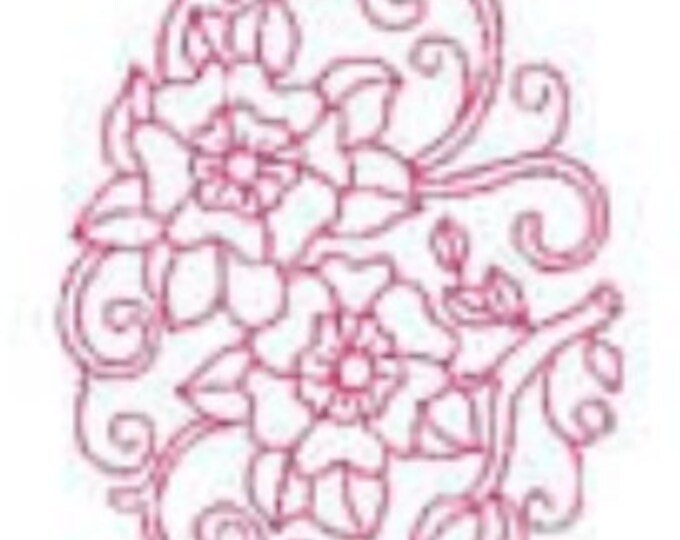 Floral Egg Redwork Machine Embroidery Designs