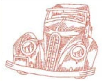 Redwork Vintage Cars-5x7  Machine Embroidery Designs