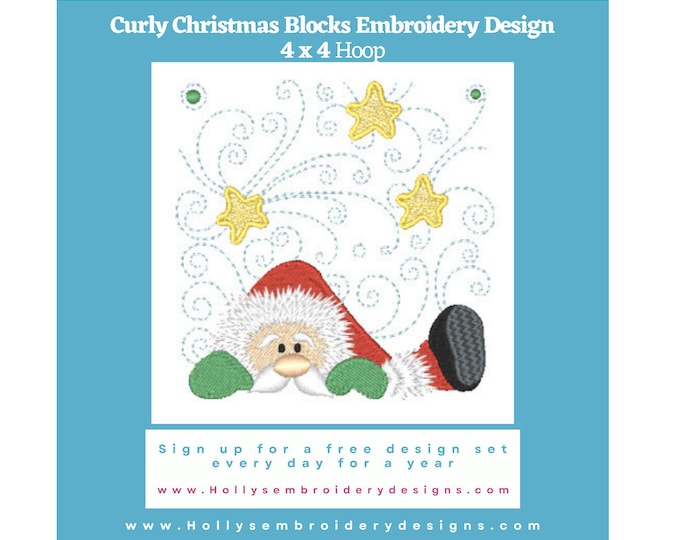 Curly Christmas Blocks - Machine Embroidery Design, Festive 4x4 Hoop, Instant Download - 10705