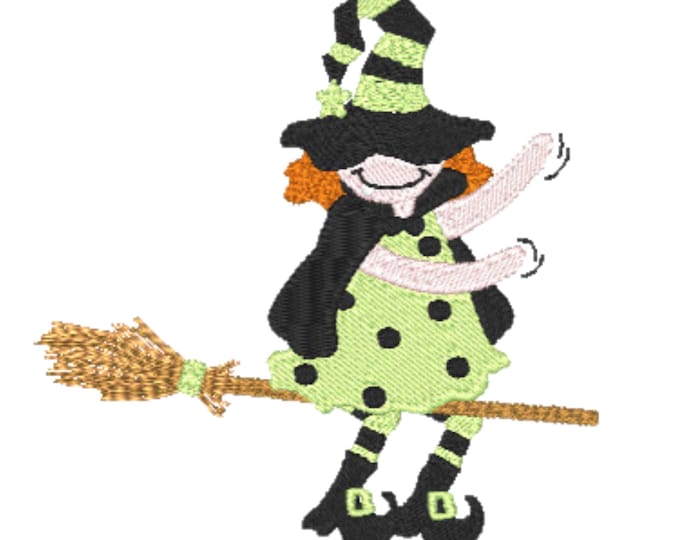 Halloween Witches - 5 Machine Embroidery – 4x4 Hoop, Instant Download. Adorable witches for Halloween