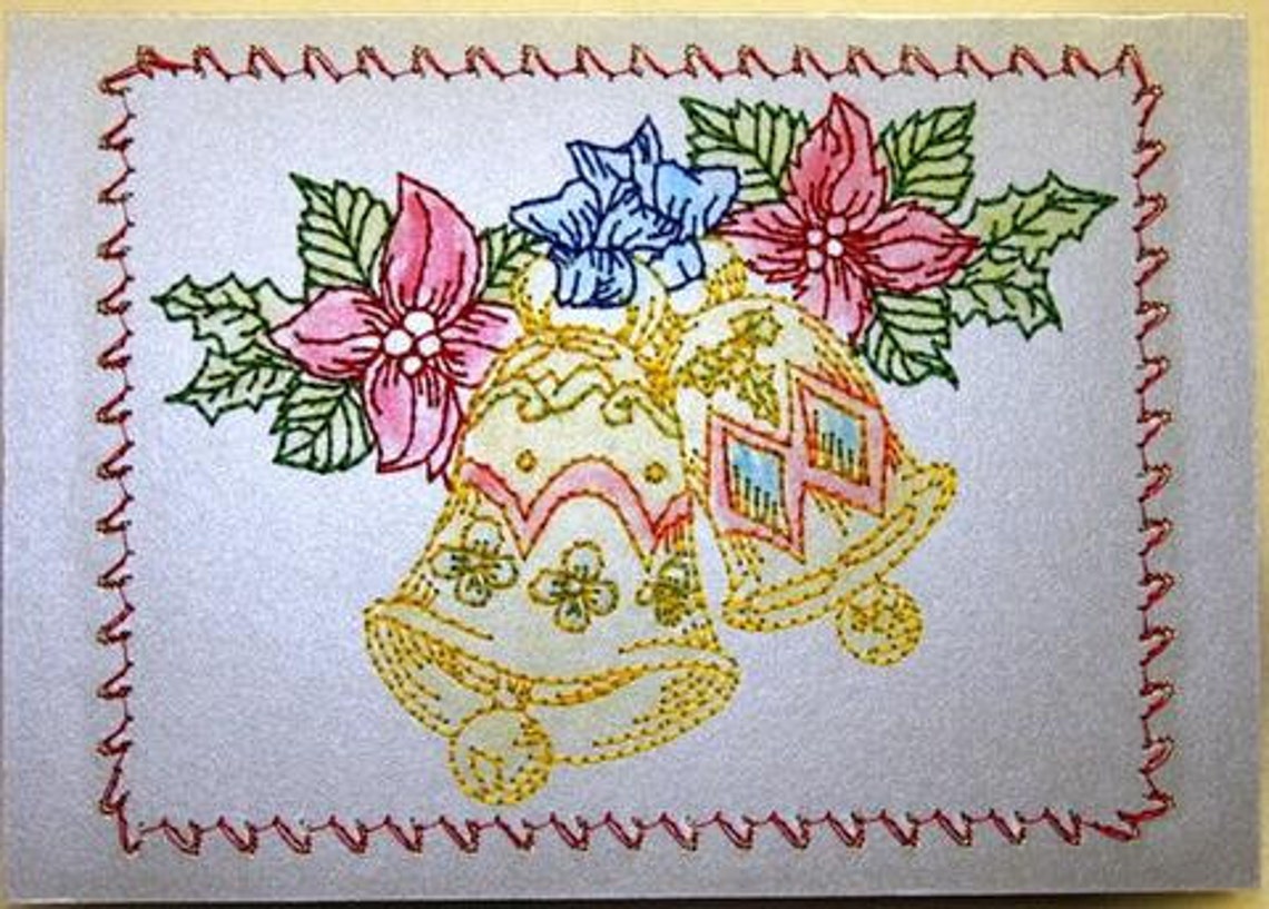 Embroidered christmas card designs 34 machine embroidery  etsy