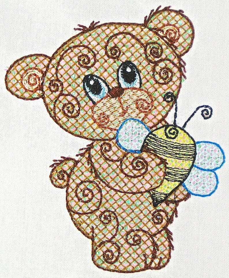 Mylar Swirly Bears 10 Machine Embroidery Designs Etsy