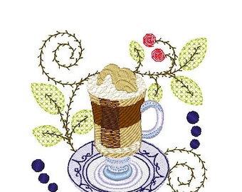Jacobean Coffee and Tea  Machine Embroidery Designs