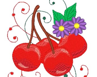Diseños de bordado a máquina de frutas y flores rizadas (10 diseños para aro de 4x4 pulgadas, descarga digital)