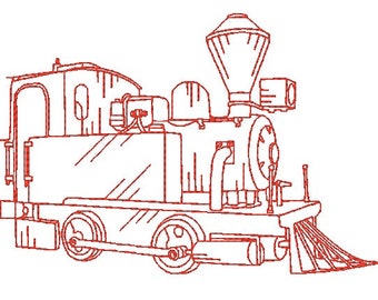 Old Locomotive Redwork-5x7 Machine Embroidery Designs