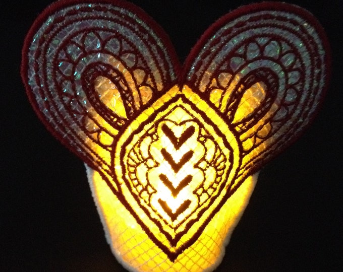 Valentine Mylar TeaLights In The Hoop  Machine Embroidery Designs