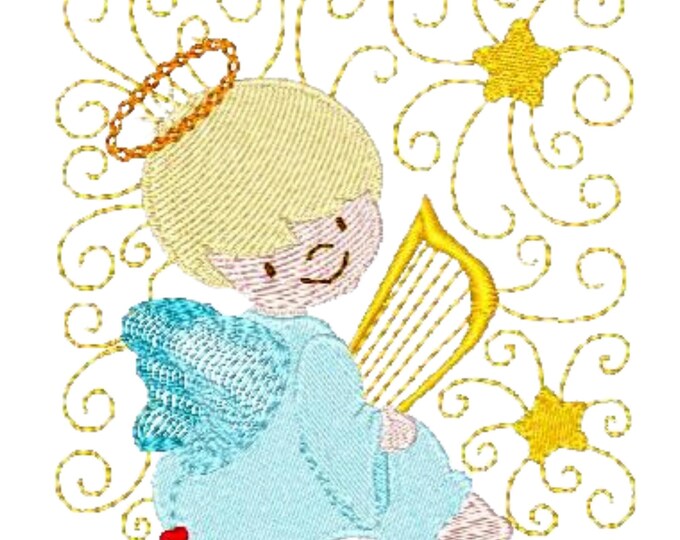 Curly Angel Blocks ( 14 Machine Embroidery Designs by ATW)  4X4 Hoop