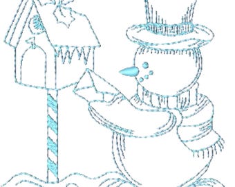 Holiday-Snowmen-In-Blue ( 10 Machine Embroidery Designs from ATW ) [4x4] Hoop Christmas Seasonal
