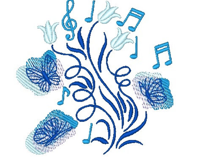 Music and Flowers  Machine Embroidery Designs