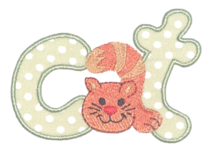 Animal Names Applique ( 10 Machine Embroidery Designs by ATW) 4X4 Hoop