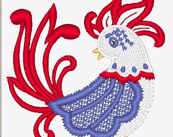 Mylar American Roosters  10 Machine Embroidery Designs