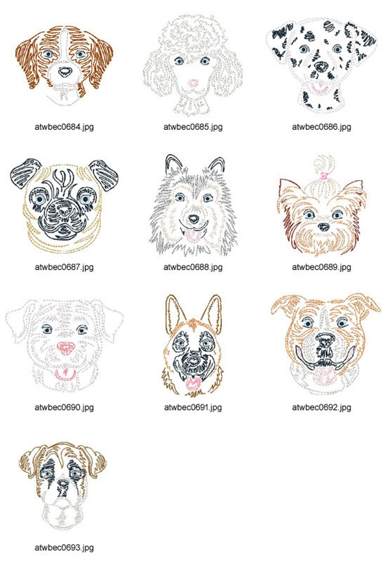 ZigZagDogs 10 Machine Embroidery Designs from ATW Etsy