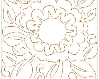 Lineart Sunflower Quilt as You Go  14 Machine Embroidery Designs