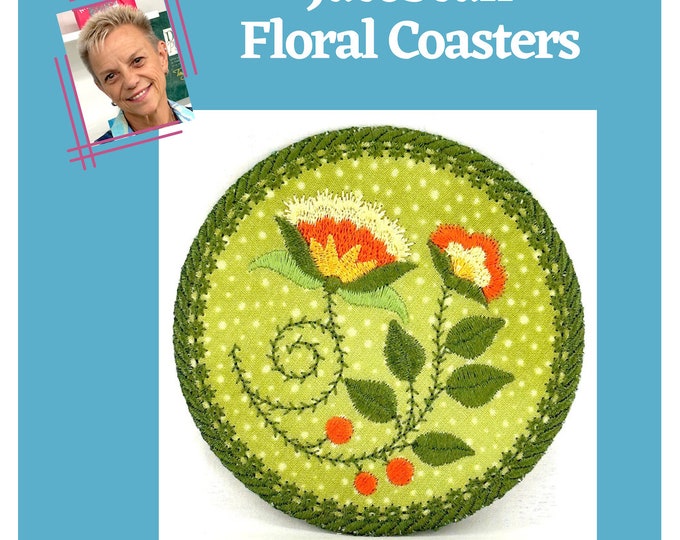 Jacobean Floral Ornament Coasters  10 Machine Embroidery Designs Free Standing Applique 5x7 Hoop 10366