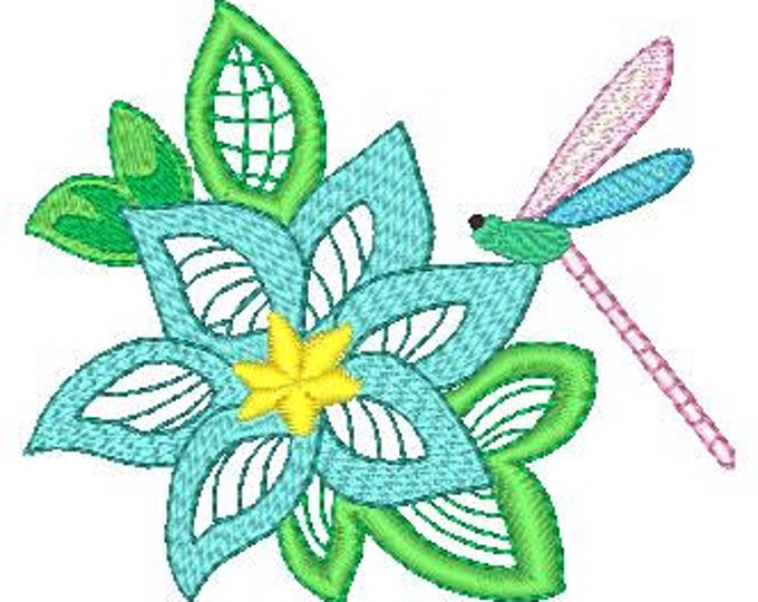 Dragonflies and Flowers   Machine Embroidery Designs