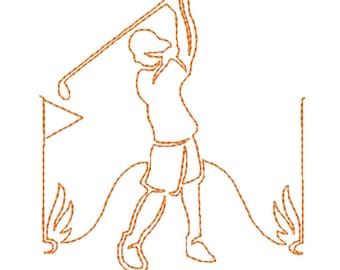 Lineart Golfer Borders  (10 Machine Embroidery Designs)