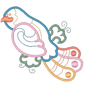 Tropical Bird Applique Machine Embroidery Designs image 1