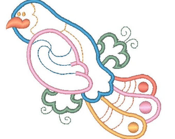 Tropical Bird Applique  Machine Embroidery Designs