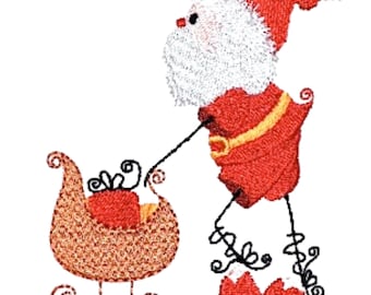 Curly Santa ( 10 Machine Embroidery Designs from ATW )  4X4 Hoop