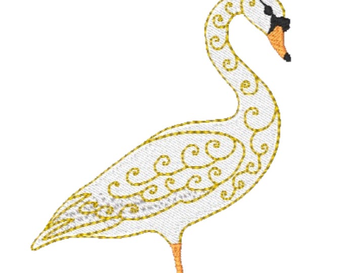 Delicate Swans  ( 18 Redwork style Machine Embroidery Designs )  4X4 Hoop