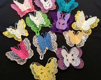 3D FSL, Free Standing Lace Butterflies   12 Machine Embroidery Designs