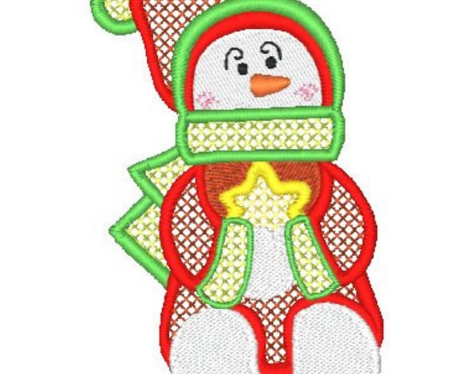 Lacy Mylar Snow Couple 10 Machine Embroidery Designs Snowmen Christmas 4X4 Hoop Instand Download