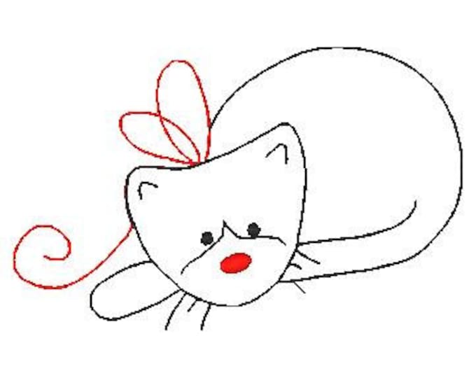 Swirly Kitties Redwork 17 Machine Embroidery Designs