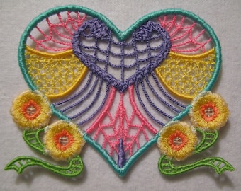 FSL Hearts Machine Embroidery Designs: Free Standing Lace (4x4 Hoop) (Digital Download)